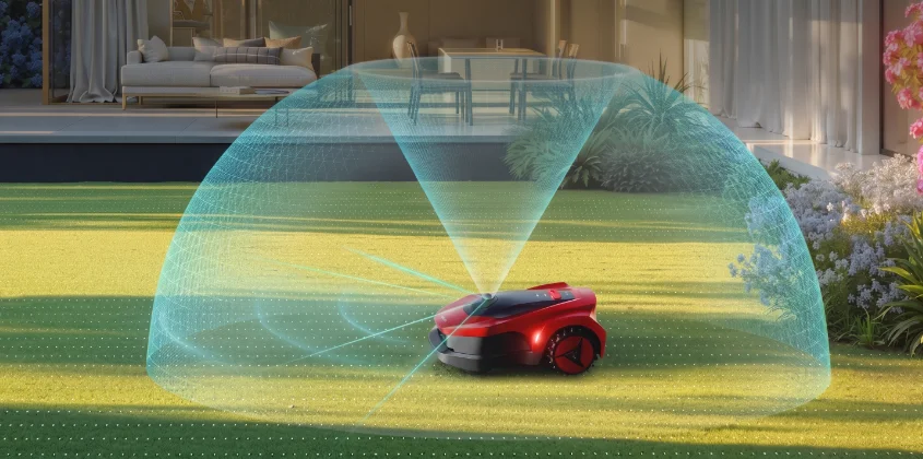 iGarden L AWD Series using Smart LiDAR navigation and AI vision for precise lawn mapping