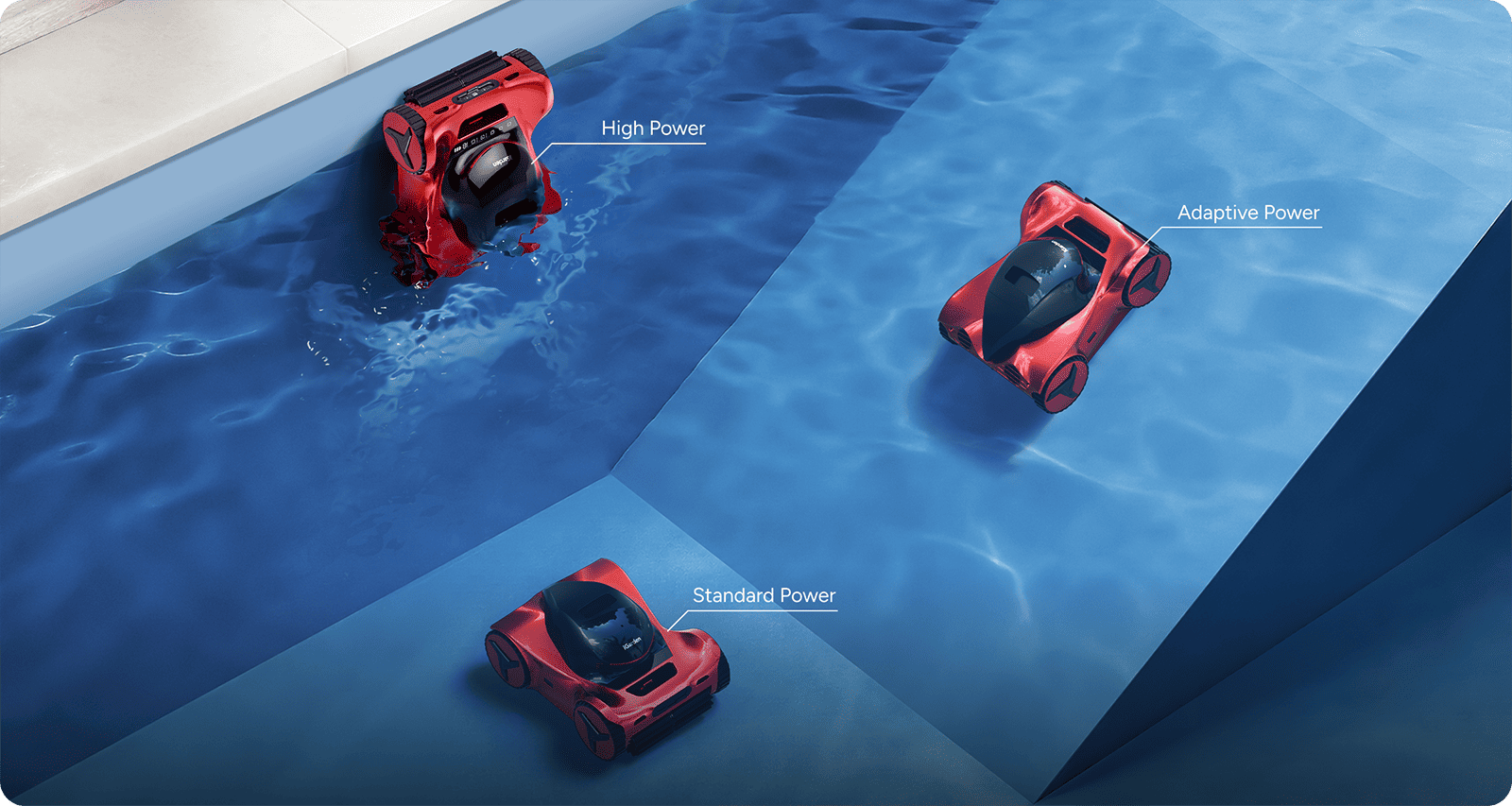 iGarden AI-Inverter 2.0 adjusting power for efficient robotic pool cleaning