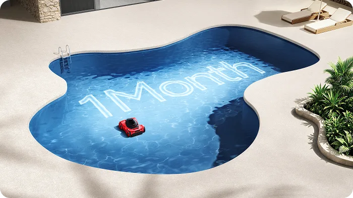 M1-AI robotic pool cleaner providing up to 30 days of hands-free cleaning